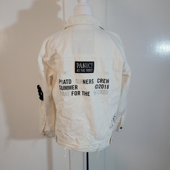 Panic! At The Disco Size S Pray For The Wicked 2018 Official White Jean Jacket - Picture 3 of 16
